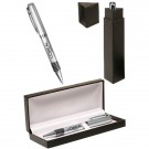 Ribbed Ribber Grip Silver Executive Pen Gift Set