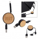 Bamboo Retractable 3-in-1 Charging Cable