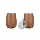 10 oz. Stainless Steel Wood Tone Stemless Wine Glass