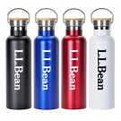 20 oz. Stainless Steel Water Bottle with Screw-on Bamboo Lid