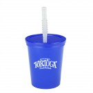 16 oz Plastic Stadium Cups with Lid & Straw