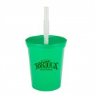 16 oz Plastic Stadium Cups with Lid & Straw