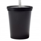 16 oz Plastic Stadium Cups with Lid & Straw