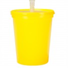 16 oz Plastic Stadium Cups with Lid & Straw