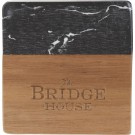 Black Marble and Wood Coaster Set