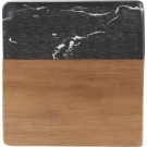 Black Marble and Wood Coaster Set