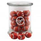 Chocolate Footballs in a Large Round Glass Jar with Lid