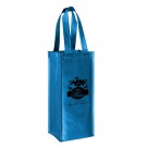 Metallic Laminated Wine Tote Bag - 1 Bottle - Screen Print