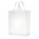 Clear Frosted Soft Loop Shopper Bag w/ Insert - Foil Stamp