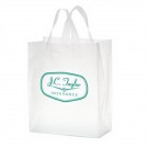 Clear Frosted Soft Loop Shopper Bag w/ Insert - Foil Stamp