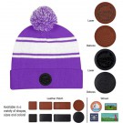 Two-Tone Knit Pom Beanie With Cuff