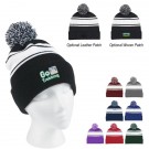 Two-Tone Knit Pom Beanie With Cuff