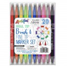 20 Pack Dual Tip Brush & Fine Point Marker Set