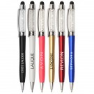 Slender Crystalline Plastic Ballpoint Pen with Stylus